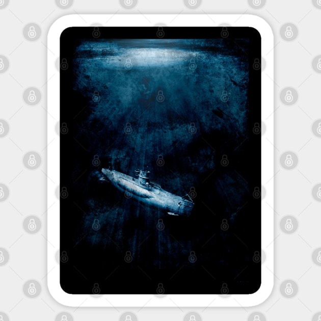 U-Boat traveling underwater Sticker by Pitmatic